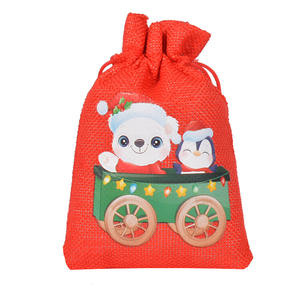 Yiwu ถุงผ้าปอกระเจารีไซเคิลได้สำหรับคริสต์มาสบรรจุภัณฑ์ลูกกวาดแบบหูรูด - Product Image 5