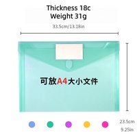 Pochettes transparentes A4 en plastique PP pour documents, avec fermeture Velcro, sacs de rangement en plastique PP colorés