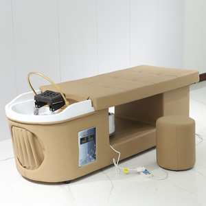 Modern PU Leather Shampoo Chair With <b>Plastic</b> Basin And Storage <b>Shelf</b> For Salon Use - Product Image 2