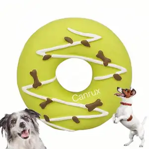 ドーナツ犬のおもちゃ、耐久性のある犬の噛むおもちゃ、ミディアム用のゴム製の犬のおもちゃ、犬の誕生日プレゼント