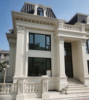 Panneau de revêtement mural extérieur en pierre calcaire naturelle, dalle de pierre pour façade de villa, matériau de construction décoratif extérieur, découpe sur mesure
