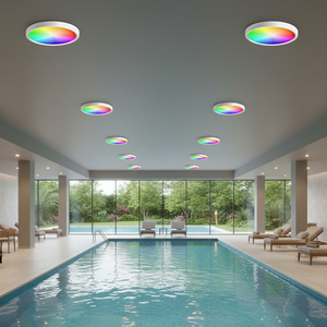 ไฟเพดาน LED RGBCW 24W ดีไซน์ทันสมัย แสงสีขาว 2700K-6000K ปรับได้ เหมาะสำหรับพื้นที่พักผ่อน วัสดุ PC+PS แบบฝัง CRI - Product Image 3