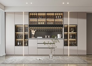 Muebles de sala de estar de madera moderna de China, puerta de vidrio minimalista, gabinete de vino, uso para cocina y barra casera - Product Image 5