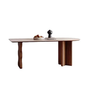 Mesa de Comedor Moderna de Pizarra <span class=keywords><strong>Francesa</strong></span>, Escritorio de <span class=keywords><strong>Isla</strong></span> de Madera Maciza, Mesa de Reuniones Ovalada para Sala de Estar Pequeña - Product Image 5