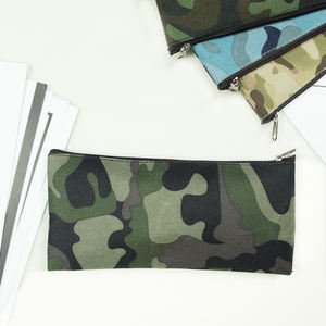 Camouflage Zipper Canvas Pen Bag Pencil Pouch <b>Storage</b> Student Stationery Pencil case for Custom - Product Image 3