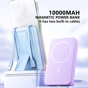 Магнитный внешний аккумулятор с настраиваемым логотипом, 10000 мАч, быстрая зарядка, 2 встроенных кабеля и держателя, Powerbank KC UL CCC Power Banks - Product Image 5