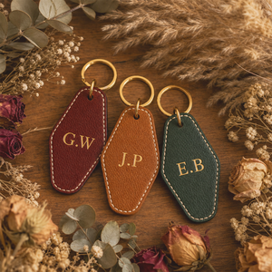 Custom Luxury Car Accessories Keyrings Initial <strong>Monogram</strong> PU Leather Motel Keychains Promotional <strong>Gifts</strong> Fashionable Hotel Keychain - Product Image 1