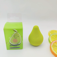 Éponge de maquillage lavable sans latex super mignonne, en forme d'œuf, motif fruits (Pêche, Poire, Mangue, Fraise, Citron, Avocat)