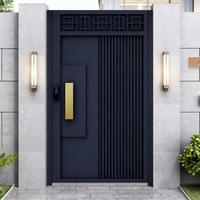 Portail en aluminium anthracite à panneaux à lattes verticales cannelées avec serrure à clavier numérique pour entrée de jardin moderne, résistant à la rouille, extérieur