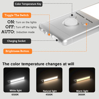 Lumière LED sous-meuble moderne et minimaliste à détection de présence humaine, trois températures de couleur, à fixation magnétique, rechargeable et à intensité variable