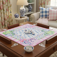 Jeu de Mahjong Américain Personnalisé de Luxe Moderne à Quatre Couches Rose Vert Bleu 160 Tuiles en Acrylique Motif Fleur de Gingembre pour Soirée Familiale