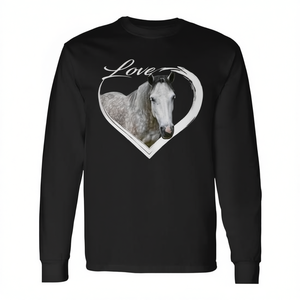 T-shirt à manches longues en coton gris à pois Connemara pour adulte, unisexe, haut équestre - Product Image 2