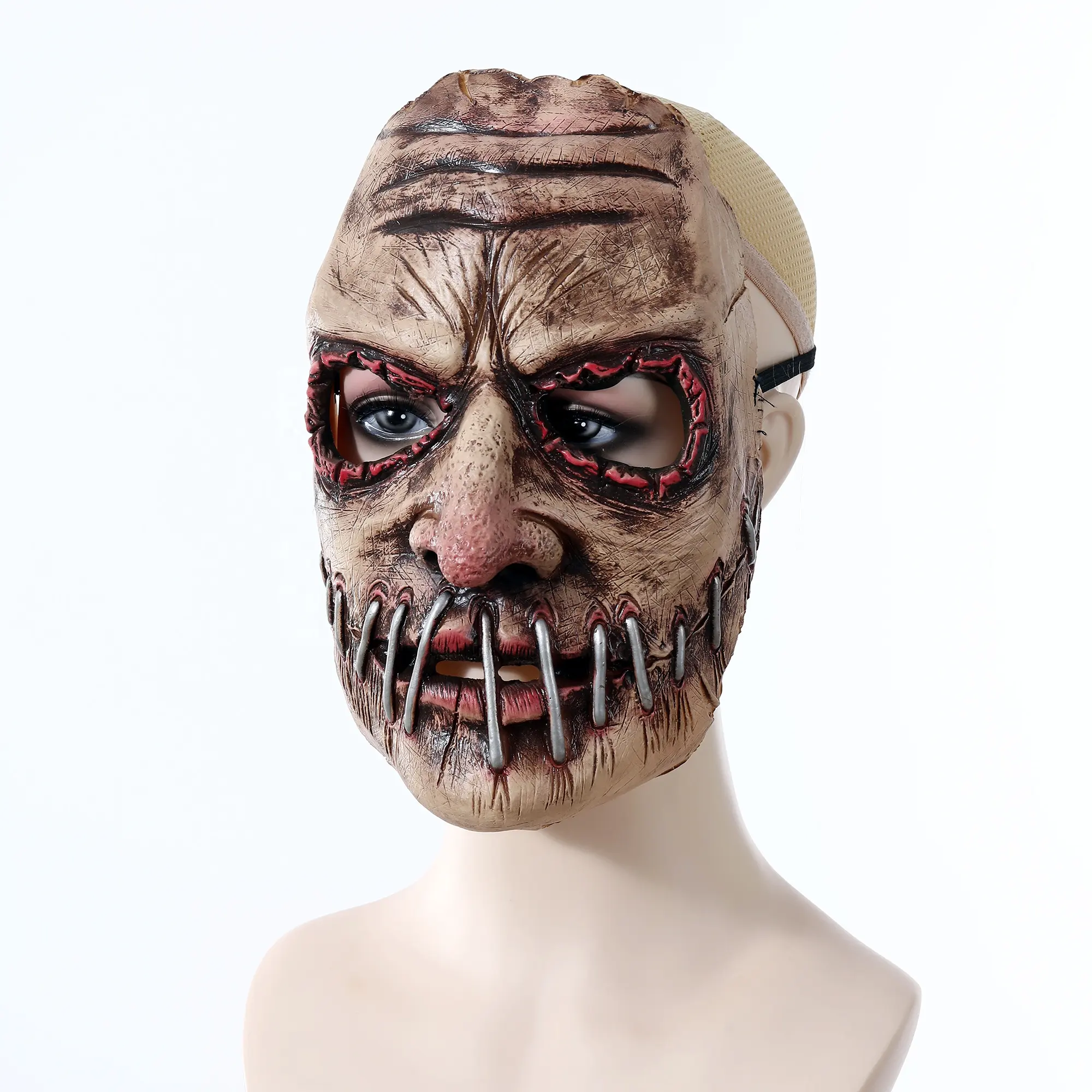 Personalisierte Halloween Terroristen-Dekoration Naht Mund Cosplay Latex weiche schreckliche scarred Mask