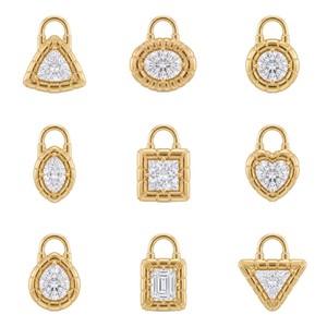 Colgante de Acero Inoxidable F360 con Forma de Candado Marquise y Geometría Cuadrada Entrelazada, con Circonitas Transparentes Engastadas, Baño de Oro PVD al Vacío, Sin Decoloración - Product Image 6