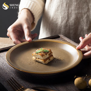 Plato de cerámica redondo moderno de 20cm, <span class=keywords><strong>vajilla</strong></span> marrón de calidad de Guangzhou, platos coreanos sostenibles <span class=keywords><strong>para</strong></span> servir, técnica de horno - Product Image 2