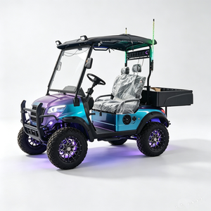 Voiturette de golf électrique tout-terrain 2 places personnalisée couleur caméléon avec bandes lumineuses RGB et benne arrière - Product Image 5