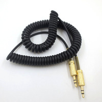 Câble audio de remplacement 3,5 mm AUX avec blindage tressé, gaine PVC, cordon spiralé 60 cm en stock pour enceintes Woburn Kilburn II, mâle-mâle