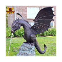 Statues de dragon en métal d'extérieur en gros, grandes statues de dragon en bronze antique, fontaine d'eau en bronze, sculpture
