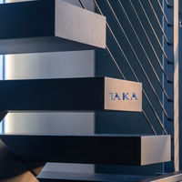 Rampe d'escalier moderne en acier inoxydable Taka, pour extérieur, bricolage, traitement antirouille, résistante à l'eau, installation facile, pour terrasse