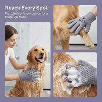Gant de toilettage en silicone pour animaux de compagnie, cinq doigts, pour le bain, le massage et l'élimination des poils lâches chez les chiens et les chats, vente en gros