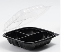 Tiya Carré Déjeuner En Plastique Récipient De Stockage Des Aliments 3 Compartiments Vaisselle À Clapet Récipient Alimentaire Jetable