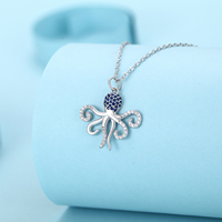 Pendentif pieuvre en argent sterling 925 plaqué or 18 carats pour femme, vente en gros de bijoux