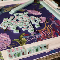 Expédition sous 7 jours, tuiles de mahjong personnalisées de luxe, ensemble de mahjong américain vert menthe avec un style Art Déco distinctif