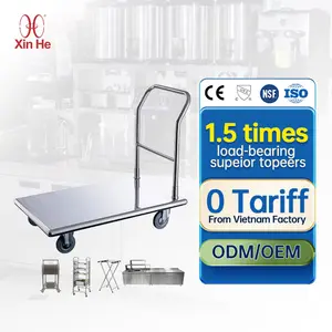 Durable Heavy Duty Stainless Steel Folding Hand Cart Truck Trolley With Big 4 Wheels
