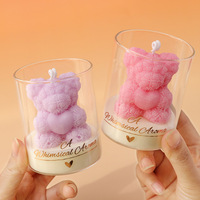 Bougie parfumée en cire de soja en forme d'ours romantique pour la Saint-Valentin, en pot de verre, décoration d'intérieur, souvenirs, cadeau, bougies d'aromathérapie, vente en gros
