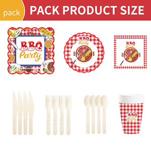 Assiettes en papier à carreaux rouges DAMAI pour la décoration de table de barbecue, ensemble de vaisselle jetable en papier pour barbecue - Product Image 4