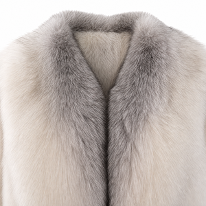 Cappotto di Lusso in Pelliccia di <span class=keywords><strong>Visone</strong></span> <span class=keywords><strong>Bianco</strong></span> Puro e Volpe Argentata per Donna, Autunno-Inverno 2026 - Product Image 4