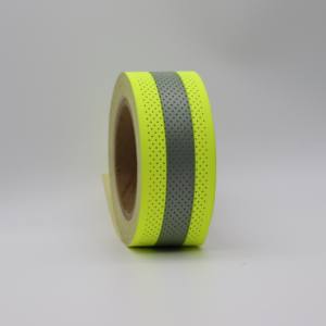 Ruban réfléchissant argenté à base fluorescente perforée Newsole, haute visibilité, perles de verre PET - Product Image 1