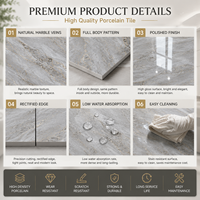 Carrelage en porcelaine effet marbre brillant 800x800mm, fabrication directe d'usine, une pierre quatre faces, résistant à l'usure, carrelage mural moderne pour intérieur