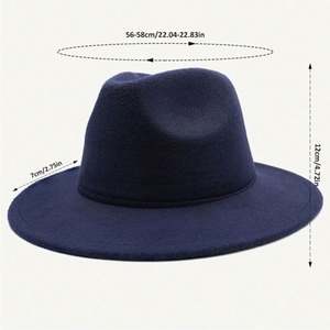 Chapeau Fedora rétro en laine à bord plat de couleur unie, style squash, directement de l'usine - Product Image 6