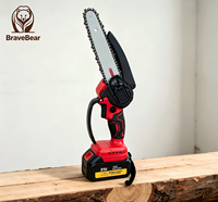 Mini-tronçonneuse électrique portable professionnelle industrielle BraveBear 21V, OEM, pour la découpe du bois, sans fil, à batterie lithium.