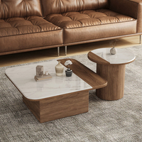 Table basse moderne en marbre pour salon, style Wabi-sabi haut de gamme, table basse design en bois de noyer, ensemble de tables basses carrées