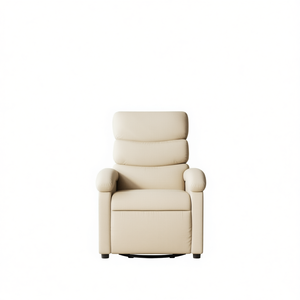 Fauteuil inclinable en tissu crème, pivotant manuellement, mobilier contemporain pour salon - Product Image 1