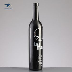 Luxo crânio preto fosco 200ml 250ml 500ml 750ml 1 litro garrafa de vinho vidro <span class=keywords><strong>vodka</strong></span> tequila brandy uísque com tampa - Product Image 3