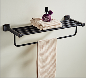 Set di 9 Accessori Moderni per <span class=keywords><strong>Bagno</strong></span> in Acciaio Inossidabile <span class=keywords><strong>Nero</strong></span> con Protezione Anticorrosione, Portasciugamani e Supporto a Parete - Product Image 2