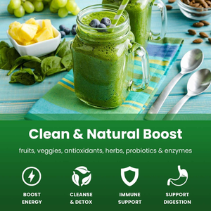Poudre Protéinée <span class=keywords><strong>Super</strong></span> Green Gain de Masse Saveur Fraise 250g Sans Sucre Riche en Nutriments Superaliment Prébiotique Fibres Alimentaires Végétalien - Product Image 2