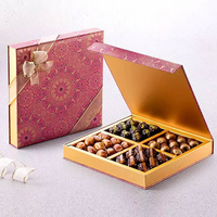 Baklava du Moyen-Orient en or personnalisé de luxe Boîte cadeau Emballage de chocolat Dates confites Boîte en papier de fruits secs noyaux noix