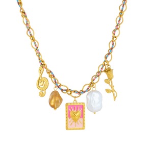 Fashion Pendant Necklace Gold Plated Heart Musical Note Colorful Rope Chain Charm Jewelry Gift - Product Image 5