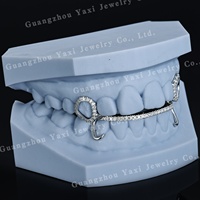 Grillz dentaires de haute qualité en argent 925 et or massif, style Hip Hop, avec pierres rondes taille brillant certifiées par un tiers