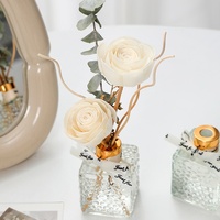 Diffuseur d'huiles essentielles artisanal sans flamme, sans alcool, en rotin, avec bouquet de fleurs séchées, parfum d'ambiance haut de gamme pour la maison 60-90