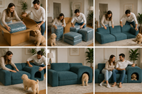 Canapé double moderne pour animaux de compagnie, lit amovible et lavable pour animaux, design carré écologique rembourré en éponge pour appartement et villa