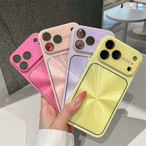 เคสโทรศัพท์แบบกระจกกล้องไล่เฉดสีดั้งเดิมสำหรับ iPhone 17 16 15 14 Pro Max พร้อมกรอบเลนส์ลายผ้าลินินแบบเลเซอร์ ฝาหลัง - Product Image 1