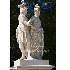Pietra personalizzata intagliando giardino figura romana scultura a grandezza naturale coppia bianco marmo angelo statua in vendita - Product Image 1