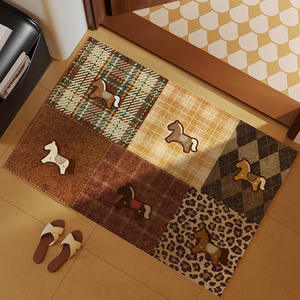 Alfombra de Entrada Estilo Vintage, Antideslizante, Rectangular, con Patrón de Patchwork, Lavable a Máquina, Resistente a las Manchas, para Uso Doméstico - Product Image 5