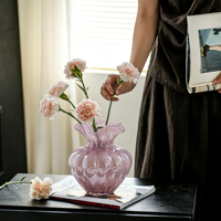 Vase en verre violet minimaliste français, récipient à fleurs créatif haut de gamme, décoration pour table basse et meuble d'appoint