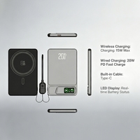 Nouveauté : Batterie externe magnétique sans fil avec écran TFT, 5000 mAh, 10000 mAh, PD20W, câble Type C intégré